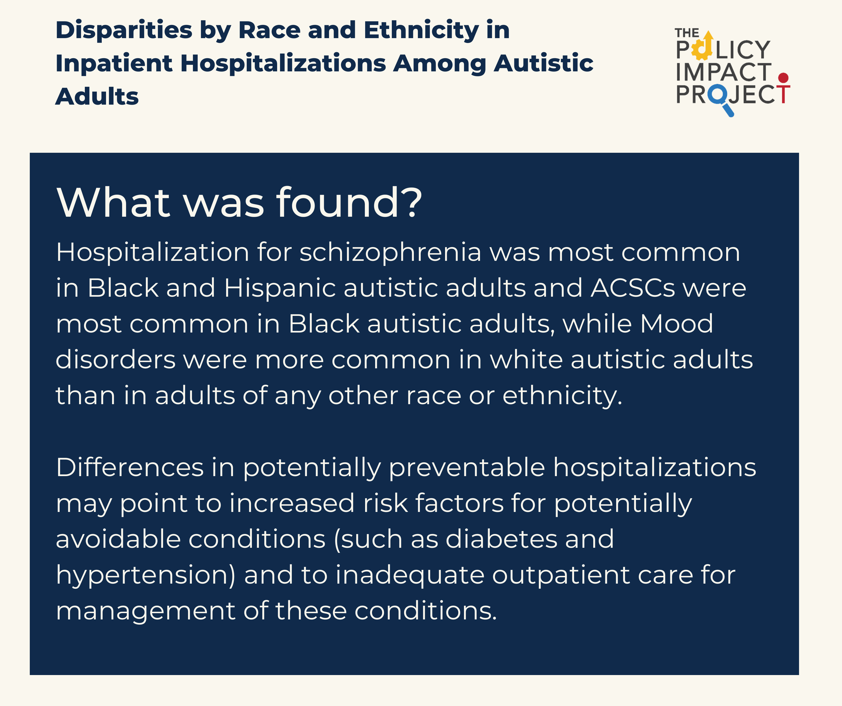 Project Disparity Disparities by Race and Ethnicity in Inpatient Hospitalizations Among ...